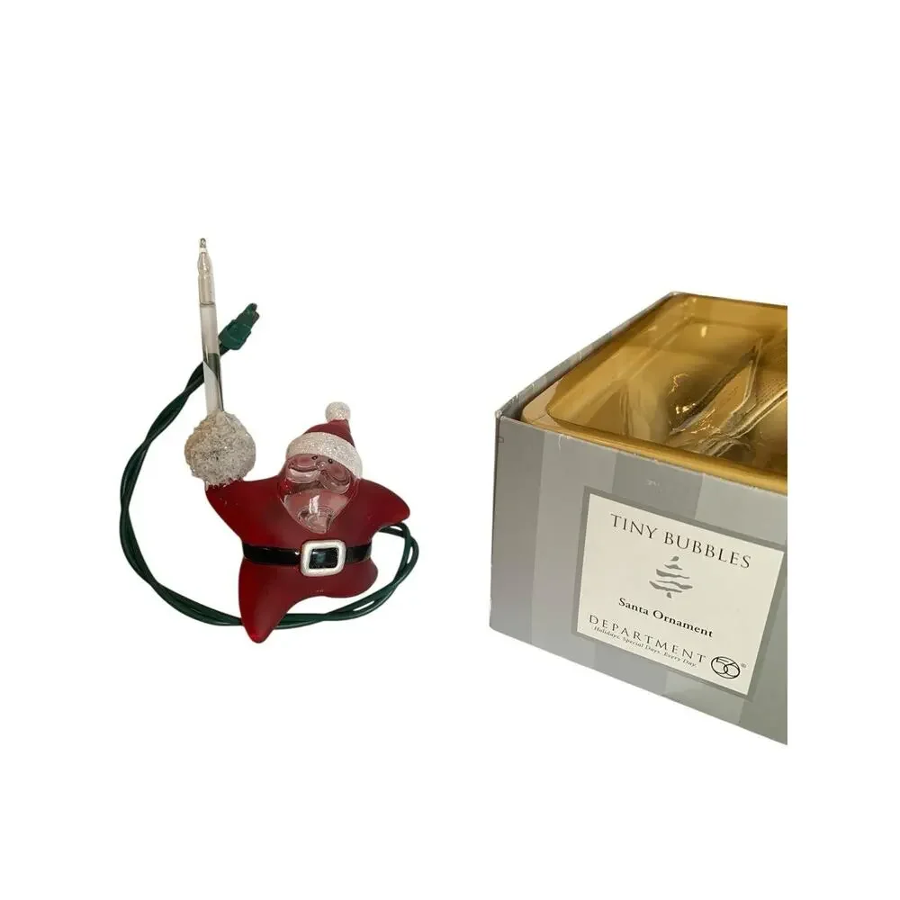 Dept 56 Tiny Bubbles Star Santa ornament clip on plug in‎